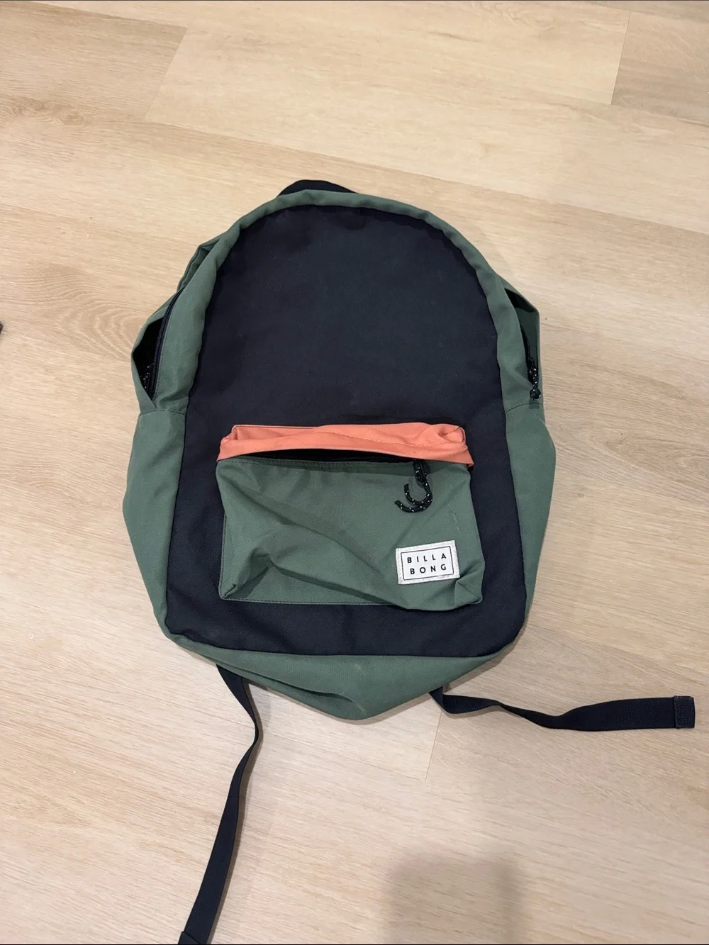 Billabong Green, Black & Coral Accent Backpack